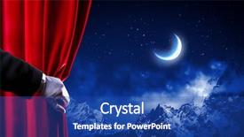  Presentation with red curtain - Slides having drama wallpaper - human hand in white glove background and a ocean colored foreground