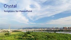  Presentation with blue green - PPT layouts enhanced with dramatic blue sky and white background and a sky blue colored foreground