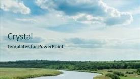  Presentation with river - Cool new presentation design with dramatic clouds over river backdrop and a lemonade colored foreground