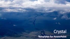  Presentation with pair eyes looking down - Audience pleasing presentation theme consisting of dramatic clouds to planet earth backdrop and a ocean colored foreground