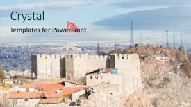  Presentation with turkey - Beautiful presentation theme featuring dramatic cloudy day - ankara turk backdrop and a light blue colored foreground