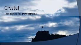  Presentation with scaffolding engineering silhouette - Beautiful theme featuring dramatic cloudy sky - ankara turk backdrop and a light blue colored foreground