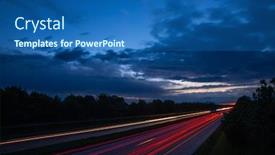  Presentation with night sky - PPT theme having dramatic-evening-sky-over-highway background and a ocean colored foreground