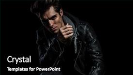  Presentation with knee - Presentation consisting of dramatic fashion model in leather background and a black colored foreground