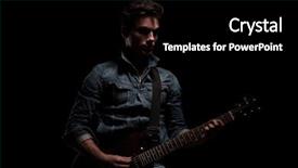  Presentation with electric guitar - PPT theme consisting of dramatic guitarist playing on his background and a black colored foreground