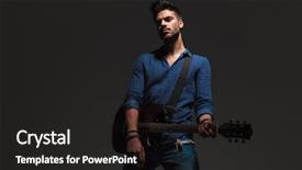 Presentation with grey - Amazing theme having dramatic guitarist standing on grey backdrop and a dark gray colored foreground