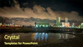  Presentation with chicago skyline - Audience pleasing slide deck consisting of dramatic industrial landscape backdrop and a wine colored foreground