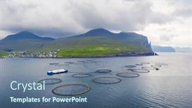  Presentation with fish farm - Beautiful PPT layouts featuring dramatic-morning-view-on-sandavagur backdrop and a ocean colored foreground