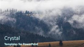  Presentation with fog - Colorful presentation theme enhanced with dramatic-nature-background-forest backdrop and a ocean colored foreground