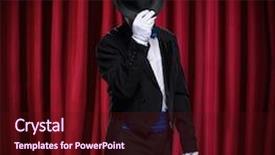  Presentation with red stage curtain - Beautiful presentation theme featuring dramatic play - magician with top hat front backdrop and a wine colored foreground