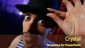  Presentation with cylinder - Slides with dramatic portrait of a young man in cylinder hat background and a tawny brown colored foreground