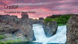 Presentation with beautiful mountains river lake sky nature - Amazing presentation design having dramatic sky and basalt rocks backdrop and a coral colored foreground