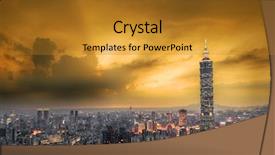  Presentation with taipei - PPT layouts having dramatic sky and building background and a gold colored foreground