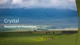  Presentation with green hills - PPT theme enhanced with dramatic-sky-before-storm-over background and a ocean colored foreground