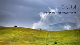  Presentation with green hills - Presentation with dramatic-sky-before-storm-over background and a light blue colored foreground