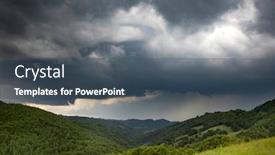  Presentation with green hills - Amazing slide deck having dramatic-sky-before-storm-over backdrop and a ocean colored foreground