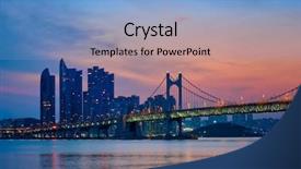  Presentation with korea - Colorful presentation theme enhanced with dramatic sky busan south korea backdrop and a light blue colored foreground