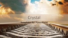  Presentation with railroad - Cool new slide deck with dramatic sky over railroad backdrop and a coral colored foreground