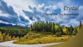  Presentation with storm clouds - Slides consisting of mountains the road bends sharply background and a light blue colored foreground