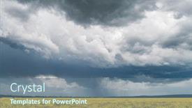  Presentation with rain clouds - PPT theme having dramatic-storm-clouds-with-rain background and a ocean colored foreground