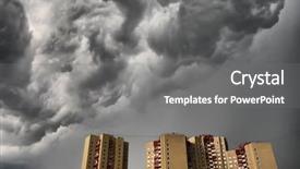  Presentation with natural disasters - Cool new theme with dramatic stormy clouds over row backdrop and a gray colored foreground