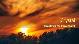  Presentation with dark forest landscape - Theme enhanced with dramatic-sunset-bright-red-sky background and a tawny brown colored foreground