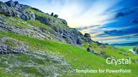  Presentation with sun flare in deep space - Slides having dramatic sunset in mountains free background and a tawny brown colored foreground