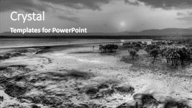  Presentation with sunshine - Theme enhanced with dramatic sunset scenery with sunshine on silt of river background and a gray colored foreground