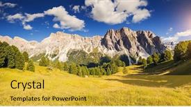  Presentation with scene - Colorful presentation theme enhanced with dramatic unusual scene beauty world backdrop and a gold colored foreground