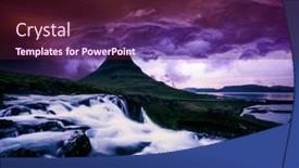  Presentation with waterfall - Colorful theme enhanced with dramatic-view-of-kirkjufellsfoss-waterfall backdrop and a wine colored foreground