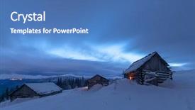  Presentation with pink - Audience pleasing presentation theme consisting of dramatic wintry scene with snow backdrop and a teal colored foreground