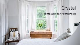  Presentation with bedroom modern - Colorful slides enhanced with drapes - bright modern designer bedroom backdrop and a light gray colored foreground