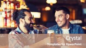  Presentation with celebration - Presentation theme having draught - people men leisure friendship background and a coral colored foreground
