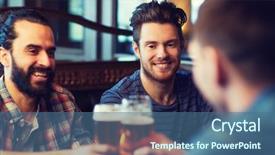  Presentation with friendship - Presentation theme with draught - people men leisure friendship background and a ocean colored foreground