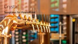  Presentation with beer bar pub tap counter - Slide set with draught-beer-taps background and a coral colored foreground