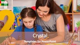  Presentation with children painting - Presentation theme with draw a rainbow art children background and a coral colored foreground