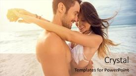  Presentation with honeymoon - Presentation design featuring draw heart on tropical beach background and a coral colored foreground