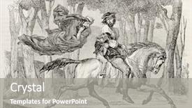  Presentation with character - Amazing slide deck having draw horses - erlking old illustration fantastic character backdrop and a  colored foreground