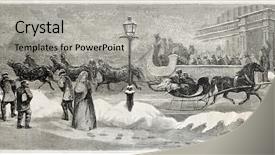  Presentation with broadway - Amazing slides having draw horses - old illustration of two sleighs backdrop and a light gray colored foreground