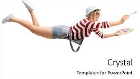  Presentation with flying - Amazing PPT layouts having draw mid - flying young woman backdrop and a  colored foreground