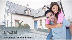  Presentation with give first and u will get back - Colorful presentation design enhanced with draw mid - happy man giving his girlfriend backdrop and a light gray colored foreground