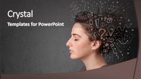  Presentation with thinking - Audience pleasing presentation theme consisting of draw mind - young girl thinking with abstract backdrop and a dark gray colored foreground
