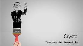  Presentation with hand holding pencil - Amazing PPT theme having draw pencil caricature of funny backdrop and a light gray colored foreground