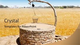  Presentation with well - PPT theme with draw well traditional mediterranean masonry background and a yellow colored foreground