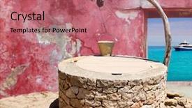  Presentation with water well - Amazing presentation design having draw well traditional mediterranean masonry backdrop and a coral colored foreground