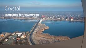  Presentation with winter river - Presentation theme consisting of drawbridge-to-sobieszewo-island background and a light blue colored foreground