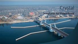  Presentation with winter river - Theme having drawbridge-to-sobieszewo-island background and a teal colored foreground