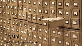  Presentation with archive - Colorful theme enhanced with drawer database and knowledge catalogue backdrop and a coral colored foreground