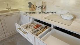  Presentation with kitchen cabinet - Presentation theme consisting of drawer-with-silverware background and a mint green colored foreground
