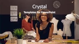  Presentation with entrepreneur - Slide set having drawind mold - two young entrepreneur women background and a tawny brown colored foreground